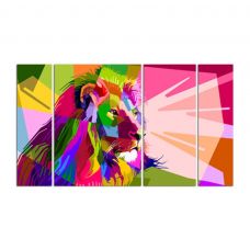 Картина на холсте по фото Модульные картины Печать портретов на холсте Модульная картина из 4-х частей, цветной лев