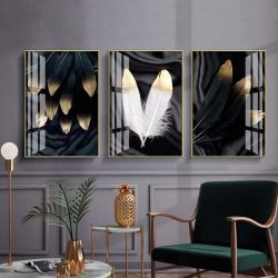 Золотые перья - Модульная картины, Репродукции, Декоративные панно, Декор стен