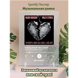 Mark Ronson Miley Cyrus - Nothing breaks like a heart - постер Spotify - Модульная картины, Репродукции, Декоративные панно, Декор стен